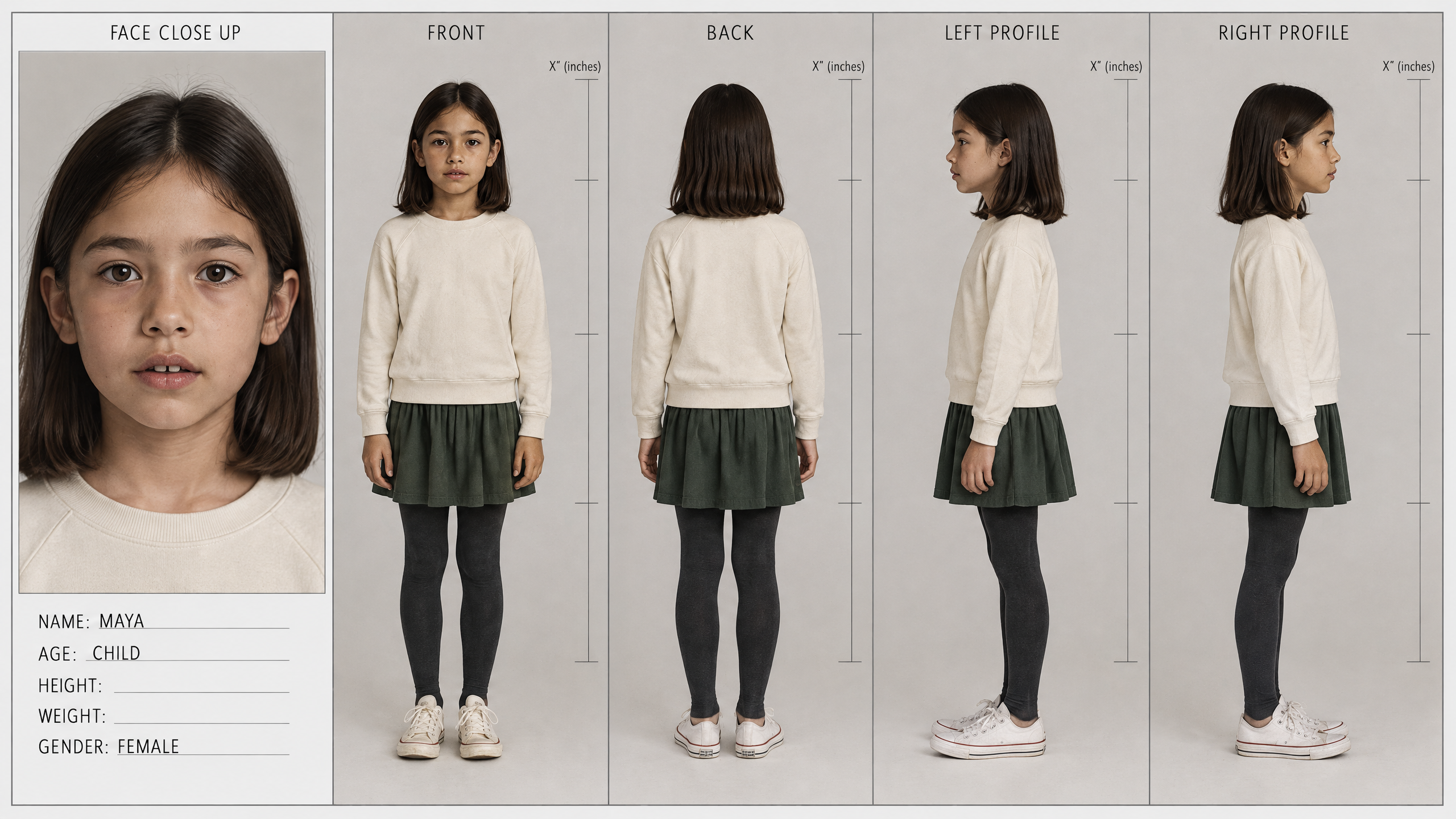 Daughter character turnaround model sheet